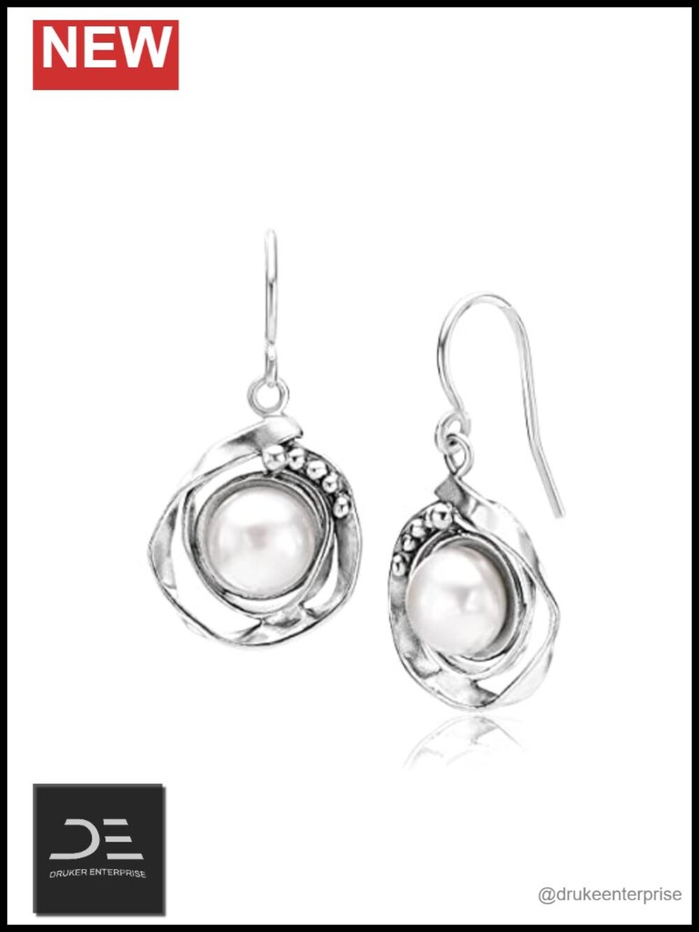925 Sterling Silver Dangle Earrings Freshwater Pearl Hypoallergenic Vintage Drop